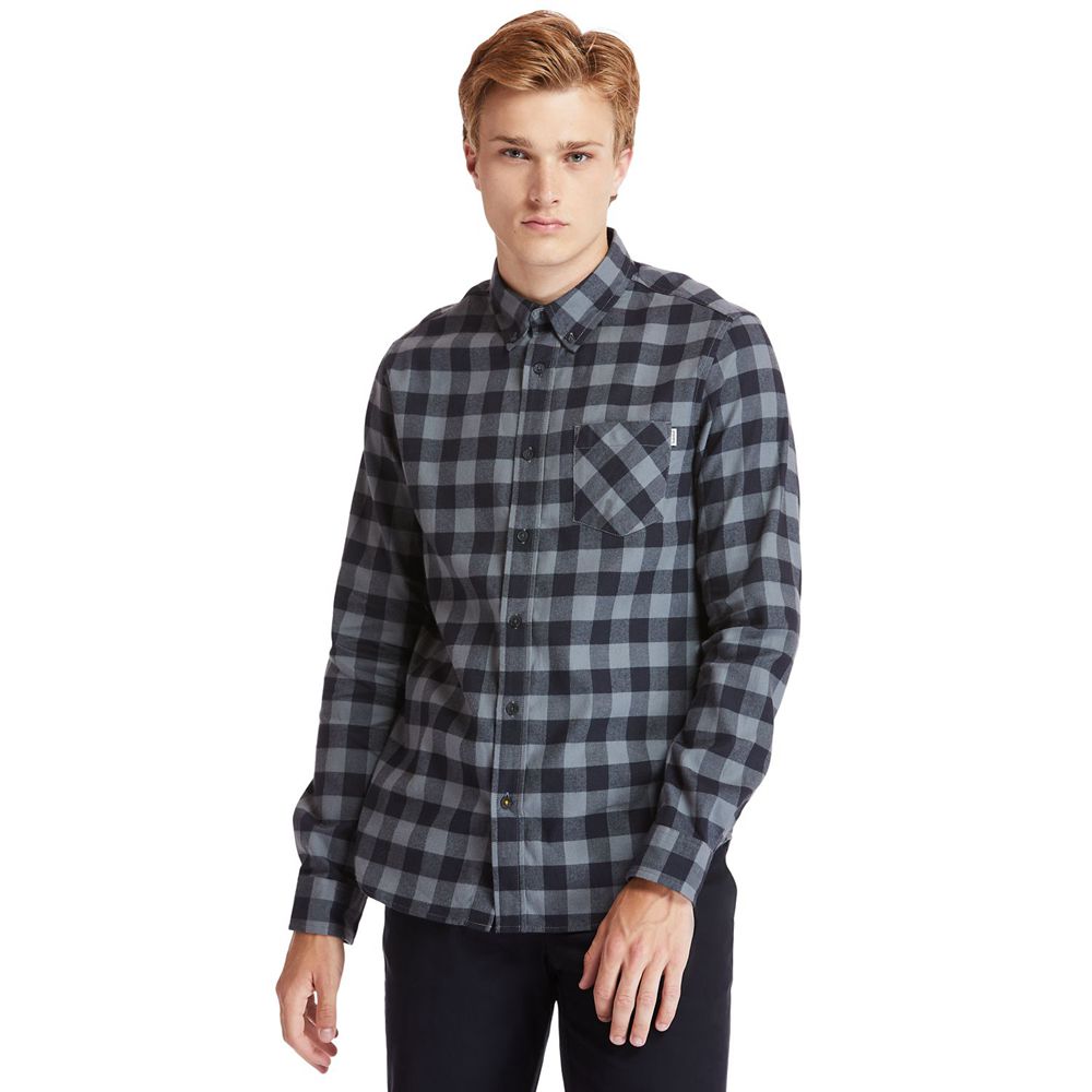 Timberland Mens Shirts Nashua River Long-Sleeve Flannel Check - Grey - India PO8715406